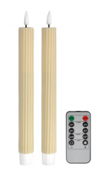 Kronenkerzen geriffelt LED 22cm Beige 2-pack in der Gruppe Nach Produkt einkaufen / Kerzen & LED / LED-Kerzen bei Duni GmbH (207863)